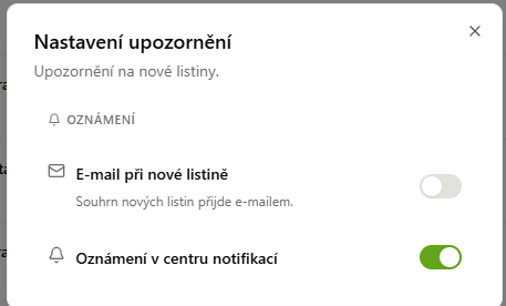 Nastavení upozornění